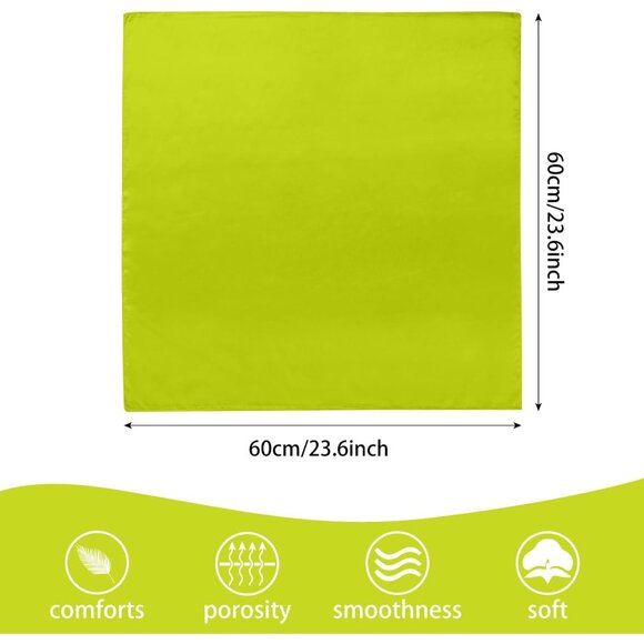 Women's Green Silk Feeling Scarf 23.6'' Square Satin Scarf Neck Head Bandana - Picture 3 of 7